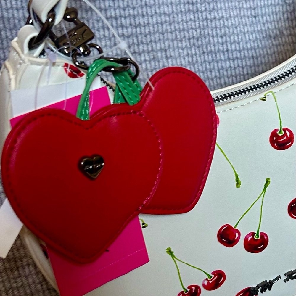 Betsey Johnson White Cherry Heart Handbag Y2K NWT XONORTHY LUV Betsey - Picture 3 of 5